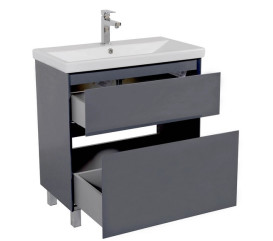Тумба напольная Аквародос Элит 80 см с раковиной Elite ДСП/МДФ графит глянец АР000049086