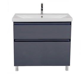 Тумба напольная Аквародос Элит 80 см с раковиной Elite ДСП/МДФ графит глянец АР000049086