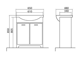 Тумба для підлоги Аквародос Класик 2019 65 см з раковиною New Klasik ДСП/МДФ білий АР000040322
