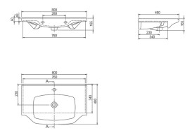 Тумба для підлоги Аквародос Класик 2019 80 см з раковиною New Klasik ДСП/МДФ білий АР000040323