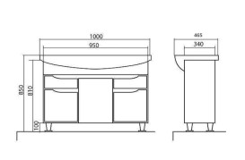 Тумба для підлоги Аквародос Родорс 100 см з раковиною Lila ДСП/МДФ білий АР000080960