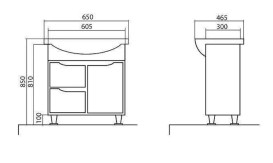 Тумба напольная Аквародос Родорс 65 см с раковиной Нова ДСП/МДФ белый АР000040361