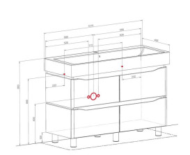 Тумба напольная Аквародос Венеция 120 см с раковиной Пинто ДСП/МДФ белый АР000042932