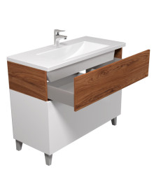 Тумба підлогова Мийдодир Colibri 100 з раковиною Cosmo ДСП/МДФ білий глянець/французький горіх 00-00004271