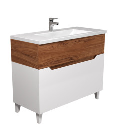 Тумба підлогова Мийдодир Colibri 100 з раковиною Cosmo ДСП/МДФ білий глянець/французький горіх 00-00004271