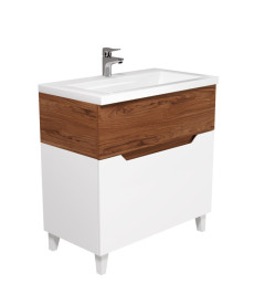 Тумба підлогова Мийдодир Colibri 80 з раковиною Cosmo ДСП/МДФ білий глянець/французький горіх 00-00004270