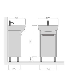 Тумба напольная Мойдодыр Dakota Craft 50 с раковиной Solo ДСП дуб крафт 00-0008565