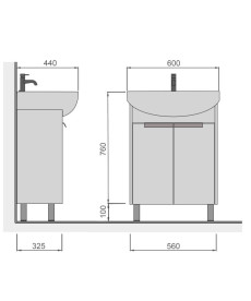 Тумба напольная Мойдодыр Dakota Craft 60 с раковиной Proxy ДСП дуб крафт 00-0008566
