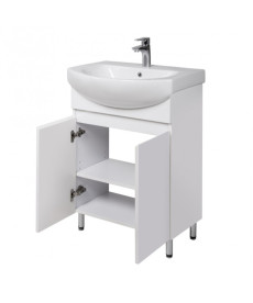 Тумба напольная Мойдодыр Фокус 60 см с раковиной Runa/Лотос ДСП/МДФ белый глянец 00-00004132