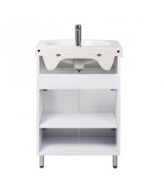 Тумба напольная Мойдодыр Фокус 60 см с раковиной Runa/Лотос ДСП/МДФ белый глянец 00-00004132
