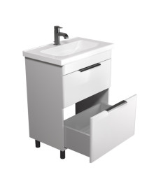 Тумба напольная Мойдодыр Iris 65-A с раковиной Fenova ДСП/МДФ белый глянец 00-0009279