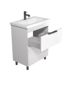 Тумба напольная Мойдодыр Iris 65-A с раковиной Fenova ДСП/МДФ белый глянец 00-0009279
