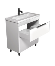 Тумба напольная Мойдодыр Iris 80-A с раковиной Fenova ДСП/МДФ белый глянец 00-0009281