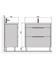 Тумба напольная Мойдодыр Iris 80-A с раковиной Fenova ДСП/МДФ белый глянец 00-0009281