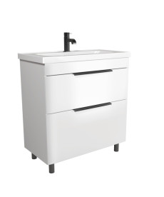 Тумба напольная Мойдодыр Iris 80-A с раковиной Fenova ДСП/МДФ белый глянец 00-0009281