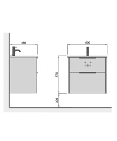Тумба підвісна Мийдодір Line Craft 60 з раковиною Cosmo ДСП дуб крафт 00-0008539