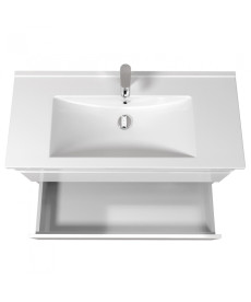 Тумба напольная Мойдодыр MoonShine 100 с раковиной Creavit Su-100 ДСП белый глянец 00-0008660