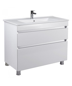 Тумба напольная Мойдодыр MoonShine 100 с раковиной Creavit Su-100 ДСП белый глянец 00-0008660