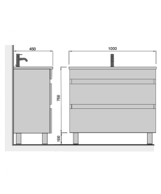 Тумба напольная Мойдодыр MoonShine 100 с раковиной Creavit Su-100 ДСП белый глянец 00-0008660