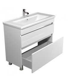 Тумба напольная Мойдодыр MoonShine 100 с раковиной Cosmo ДСП белый глянец 00-0008178