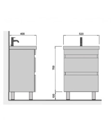 Тумба підлогова Мийдодір MoonShine 50 з раковиною Sempre ДСП білий глянець 00-0008513