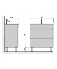 Тумба підлогова Мийдодір MoonShine 70 з раковиною Cosmo ДСП білий глянець 00-0008514