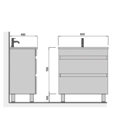 Тумба напольная Мойдодыр MoonShine 80 с раковиной Cosmo ДСП белый глянец 00-0008177
