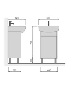 Тумба підлогова Мийдодір Nice Loft 50 з раковиною Solo ДСП бетон/білий глянець 00-0008575