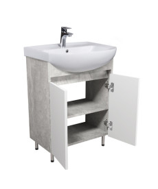 Тумба напольная Мойдодыр Nice Loft 60 с раковиной Proxy ДСП бетон/белый глянец 00-0008576