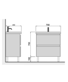 Тумба Мойдодыр Палермо 70-U с раковиной Vivace ДСП/МДФ белый глянец 00-0009155