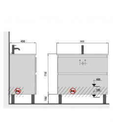 Тумба Мийдодір Палермо 90-U з раковиною Creavit  ID-90 ДСП/МДФ білий глянець 00-00004170
