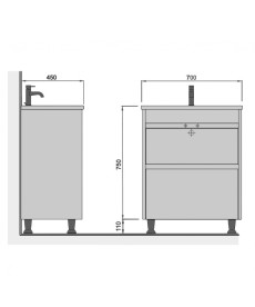 Тумба підлогова Мийдодір Prime 60 з раковиною Cosmo ДСП/МДФ білий глянець 00-0009147