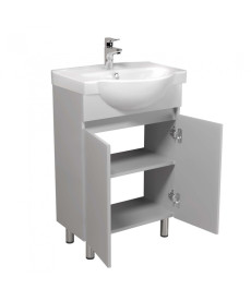 Тумба напольная Мойдодыр Temp 55 с раковиной Freja ДСП/МДФ белый глянец 00-0008085