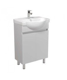 Тумба напольная Мойдодыр Temp 55 с раковиной Freja ДСП/МДФ белый глянец 00-0008085