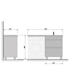 Тумба напольная Мойдодыр Wing 60-W с раковиной Rodeo L ДСП/МДФ белый глянец 00-0008279