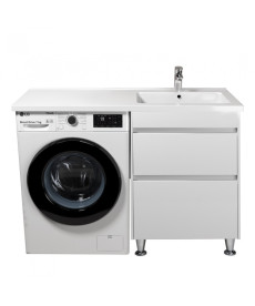 Тумба підлогова Мийдодір Wing 60-W з раковиною Rodeo R ДСП/МДФ білий глянець 00-0008280