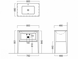 Тумба для підлоги під раковину Kerama Marazzi Plaza Classic 80 см масив дерева білий PL.C.80.1\WHT