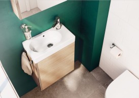 Тумба подвесная с раковиной для ванной Roca Mini 45 см текстурный дуб A855873155