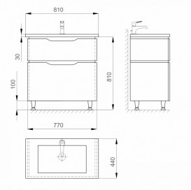 Тумба для підлоги Sanwerk Alessa 80х44 см з раковиною Канті білий MV0000634