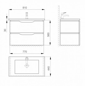 Тумба підвісна Sanwerk Alessa Air 80х44 см з раковиною Канті білий MV0000640