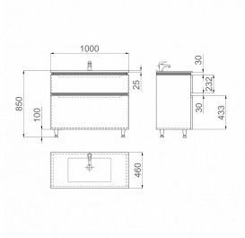 Тумба для підлоги Sanwerk Амата 101х46 см з раковиною Клеа білий MV0000796
