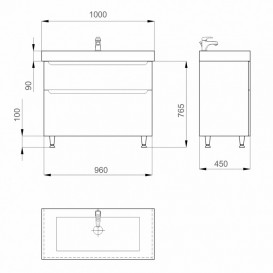 Тумба напольная Sanwerk Era 100х45 см с раковиной Принц белый MV0000408