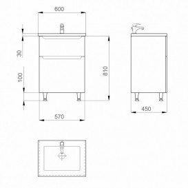 Тумба напольная Sanwerk Era 60х45 см с раковиной Канте белый MV0000647