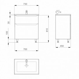 Тумба напольная Sanwerk Era 70х45 см с раковиной Канте белый MV0000648