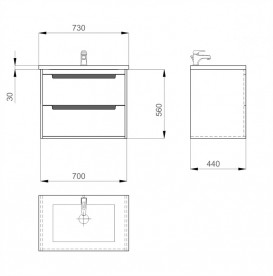 Тумба подвесная Sanwerk Greta Air 70х44 см с раковиной Канте белый MV0000625