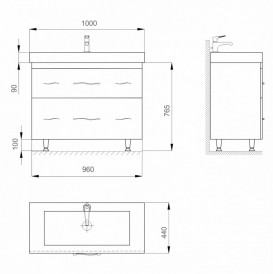 Тумба напольная Sanwerk Mindal 100х44 см с раковиной Принц белый MV0000430
