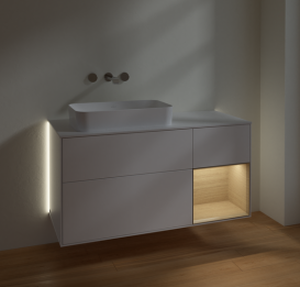 Тумба під раковину Villeroy & Boch Finion 120х50,1 см із підсвічуванням МДФ білий матовий лак/скло біле матове G691PCMT