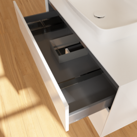  	Тумба под раковину Villeroy & Boch Finion 100х50,1 см с подсветкой МДФ глянцевый белый лак/стекло белое матовое F771PDGF