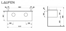 Тумба під 2 раковини Laufen Sonar 120 см з 2 отворами МДФ/ДСП титан H4054240340421