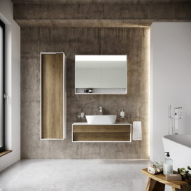 Тумба под накладную раковину Ravak Step SD 1000 подвесная МДФ белый/орех X000001418